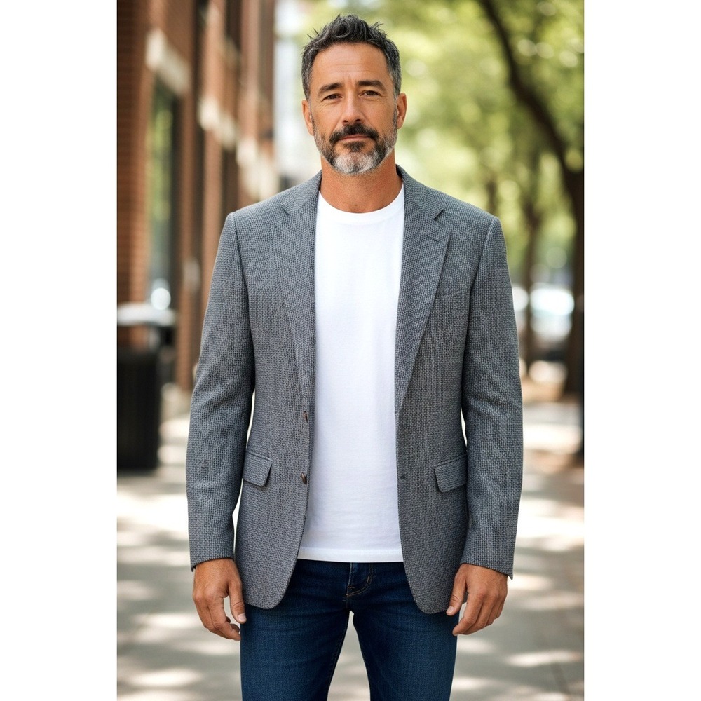 Deansgate‎ Men's 42R Sport Coat Blazer Wool Blend Gray Tweed Business Casual